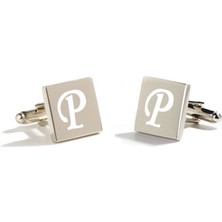 Hediye Shop Isim Baş Harfi Yazılabilen Gümüş Kaplama Kol Düğmesi