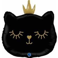 Parti Sürprizi Taçlı Siyah Kedi Folyo Balon 1 Adet