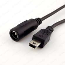 BK Teknoloji Dc Barrel Jack 5.5*2.1mm To Mini USB 5 Pin Çevirici Power Kablosu