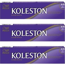 Wella Koleston Tüp Boya 50 Ml - 8.0 Açık Kumral 3 Adet