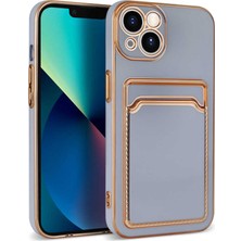 Case 4U Apple iPhone 13 Kılıf Kamera Korumalı Bark Kartlıklı Kapak Lila