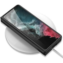 Case 4U Samsung Galaxy Z Fold 4 Uyumlu Kılıf Karbon Fiber Arka Yüzey Kartlıklı Kıpta Silikon Kapak Siyah
