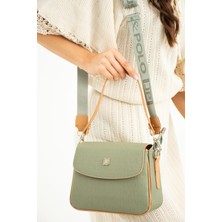 Just Polo Yeşil  Baskı Desenli Kolon Askılı 4 Bölmeli Kadın Omuz Çantası 25X15CM PBU2184