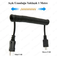 BK Teknoloji Spiral Micro USB Erkek To Mini USB Erkek Kablo - 1metre