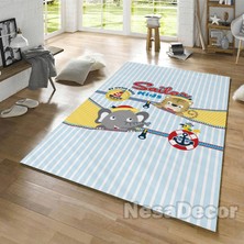 Nesa_Decor Denizci Desenli Çocuk ve Bebek Odası Halısı Kaymaz Taban Hd Dijital Baskı
