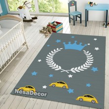 Nesa_Decor Sarı Araba Desenli Erkek Çocuk Odası Halısı Dokuma Taban Hd Dijital Baskı Halı Yıkanabilir