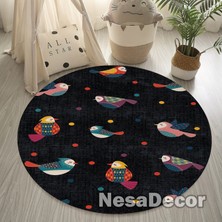 Nesa_Decor Kuş Desenli Modern Halı Dijital Baskı Oda Halısı Kaymaz Taban