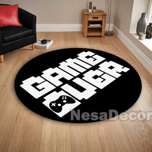 Nesa_Decor Genç Odası Halısı Game Over Desen Siyah Dokuma Taban Halı