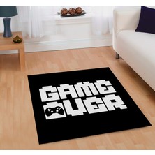 Nesa_Decor Genç Odası Halısı Game Over Desen Siyah Dokuma Taban Halı