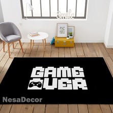 Nesa_Decor Genç Odası Halısı Game Over Desen Siyah Dokuma Taban Halı