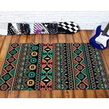 Nesa_Decor Aztek Geometrik Desenli Baskı Halı & Kilim Görünümlü Baskı Halı & Hd Kalite Baskı Halı