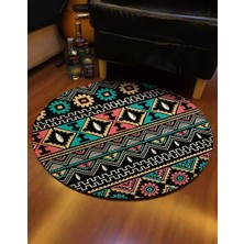 Nesa_Decor Aztek Lüxs Kalite Yuvarlak Halı & Dekoratif Ofis ve Oturma Odası Halısı