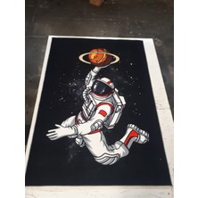 Nesa_Decor Astronot Figürlü Dekoratif Genç Odası Halısı & Hd Kalite Baskı Halı