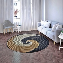 Nesa_Decor Siyah Hasır Örgü Görünümlü Hd Kalite Baskı Halı & Şık Dekoratif Halı