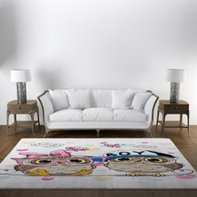Nesa_Decor Baykuş Desenli Dekoratif Oturma Odası, Salon Halısı
