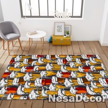Nesa_Decor Içicek Desenli Modern Dijital Baskı Oda Halısı Yıkanabilir Kaymaz Taban