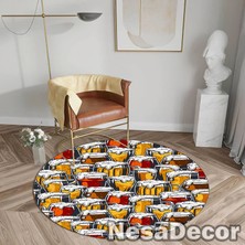 Nesa_Decor Içicek Desenli Modern Dijital Baskı Oda Halısı Yıkanabilir Kaymaz Taban