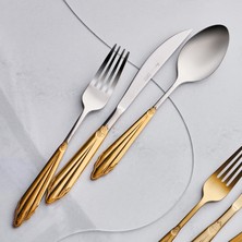 Karaca Mantilla 84 Parça 12 Kişilik Alt Desenli Gold Kutulu Çatal Kaşık Bıçak Takımı