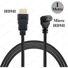 BK Teknoloji Micro HDMI To HDMI 90 Derece Açılı Mikro HDMI Tablet Kamera Kablosu 1metre