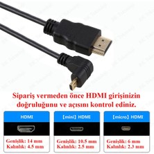 BK Teknoloji Micro HDMI To HDMI 90 Derece Açılı Mikro HDMI Tablet Kamera Kablosu 1metre