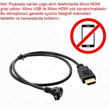 BK Teknoloji Micro HDMI To HDMI 90 Derece Açılı Mikro HDMI Tablet Kamera Kablosu 1.8metre