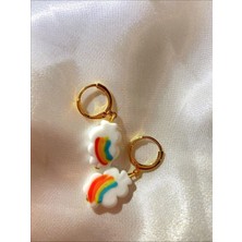 Sıne Accessory Bulut Gökkuşağı Figürlü Cam Küpe