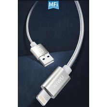 Wiwu WP201 Mfı Lightning USB Kablo 2.4A Hızlı Şarj Kablosu 100 cm Naylon Örgü