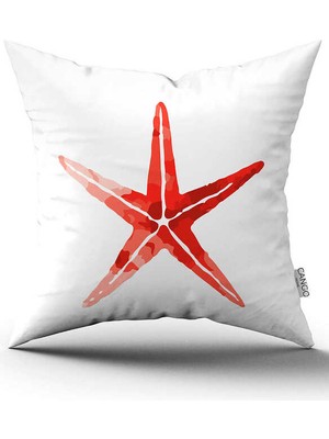 Cango Home Kırmızı Beyaz Marin Desenli Dijital Baskılı Kırlent Kılıfı CGH1238