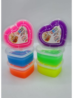 Sino Kalp Kutulu Kokulu 6'lı 6 Renk Slime 135 gr x 6 Hazır Slıme