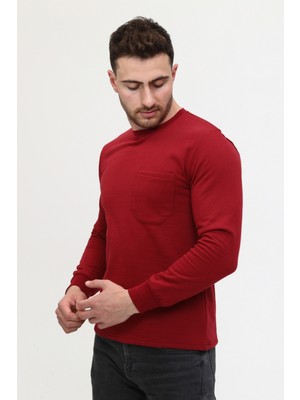 Mualta Mualta-Bisiklet Yaka Bordo 20/10 Iki Iplik Kışlık Iş Sweatshirt