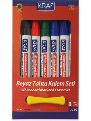 Kraf Beyaz Tahta Kalemi & Silgi Set 8'li