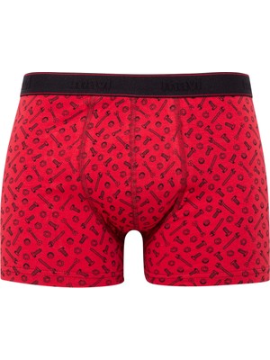 Mavi Erkek Baskılı Kırmızı Boxer 0910444-26345