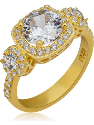 Gumush Gümüş Kare Montür Tek Taş Kadın Yüzük