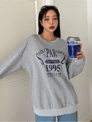 Trendseninle Kadın Saint Paradise Baskılı Oversize Sweatshirt