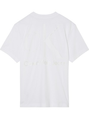 Calvin Klein Bisiklet Yaka Düz Beyaz Erkek T-Shirt J30J320880YAF_HIGH Shine Ck Tee