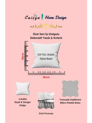 Caisya Butik Modern Çizgi Desenli Çift Yön Dijital Baskılı Içi Dolgulu Dekoratif Yastık Kırlent 36X36 Cm