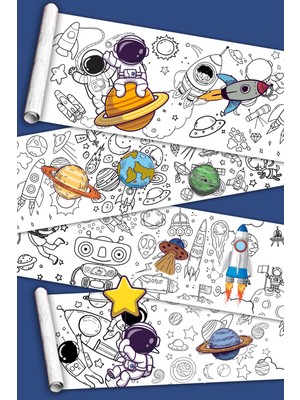 PopŞeker Uzay Yolculuğu- Güneş Sistemi - Dev Boyama Kağıdı - Boyama Rulosu - Büyük Boy 5 Metre Uzunluk - Mesut Oymak