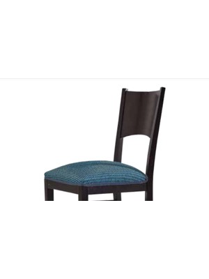 Bengi Ticaret Sandalye ZUS116 Ahşap Sırtlık Model Kayın Iskelet Siyah Renk Şönil Desenli Mavi Kumaş El YAPIM19852