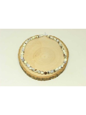 Yaşam Tohumu Beyaz Turkuaz Taşı Yarım Dizi Royal Quality 8mm (18CM Uzunluğundadır)