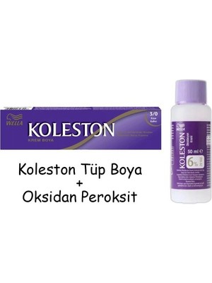 Wella Koleston Tüp Boya 50 Ml - 3.0 Koyu Kahve + 20 Vol Oksidan Peroksit