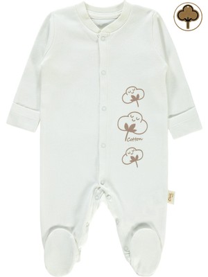Civil Baby Bebek Organik Patikli Tulum 0-3 Ay Ekru