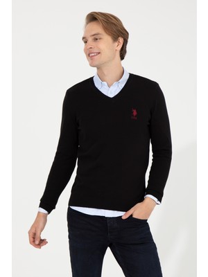 U.S. Polo Assn. Erkek Siyah Triko Kazak 50253445-VR046