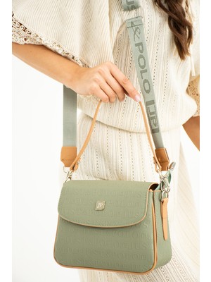 Just Polo Yeşil Ayarlanabilir Uzun Askılı 4 Bölmeli Kadın Omuz Çantası 25X15CM MDS2184