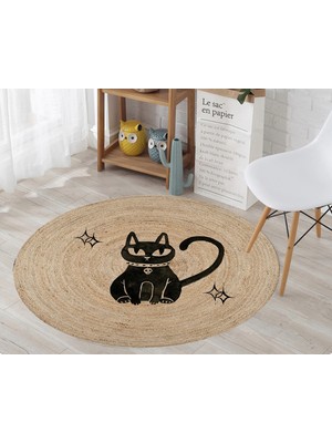 Nesa_Decor Kedi Motifli Örgü Görünümlü Baskı Halı