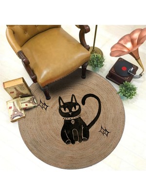 Nesa_Decor Kedi Motifli Örgü Görünümlü Baskı Halı