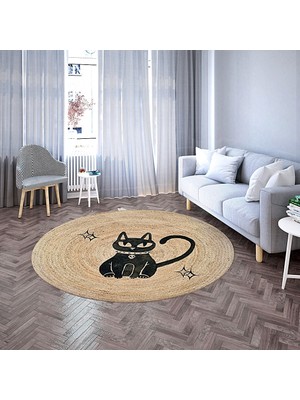 Nesa_Decor Kedi Motifli Örgü Görünümlü Baskı Halı