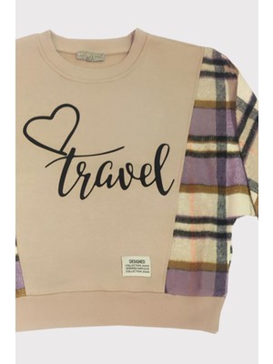 Little Star Kız Çocuk Ekose Travel Kalpli Sweatshirt