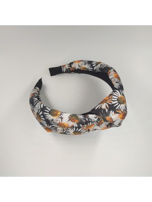 Tedz Collection Siyah Papatya Desenli Düğümlü Taç