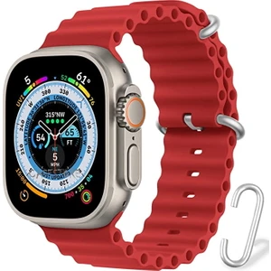 M.TK Moveteck Apple Watch Series Ultra Iwatch Se, Series 8 7 6 5 4 3 2 1 49MM 45MM 44MM 42MM Kordon Silikon Naylon Kayış Baklalı Bileklik Loop Hasır Ayarlanabilir Kancalı Tokalı Orange Albine