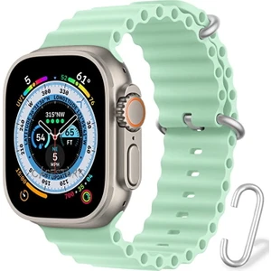M.TK Moveteck Apple Watch Ultra Uyumlu 49MM Kordon Silikon Naylon Kayış Baklalı Bileklik Loop Hasır Ayarlanabilir Kancalı Tokalı Orange Albine Loop Titanium Fit Case